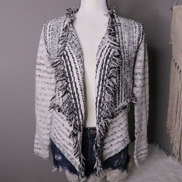 Inc International Concepts | Fringed Textured Open Front Cardigan Jacket Small - Picture 2 of 7
